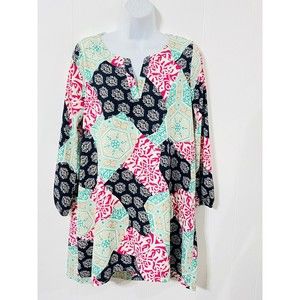 PEACH LOVE California SMALL Hi-Lo Poly PRINT Dress FLOWY